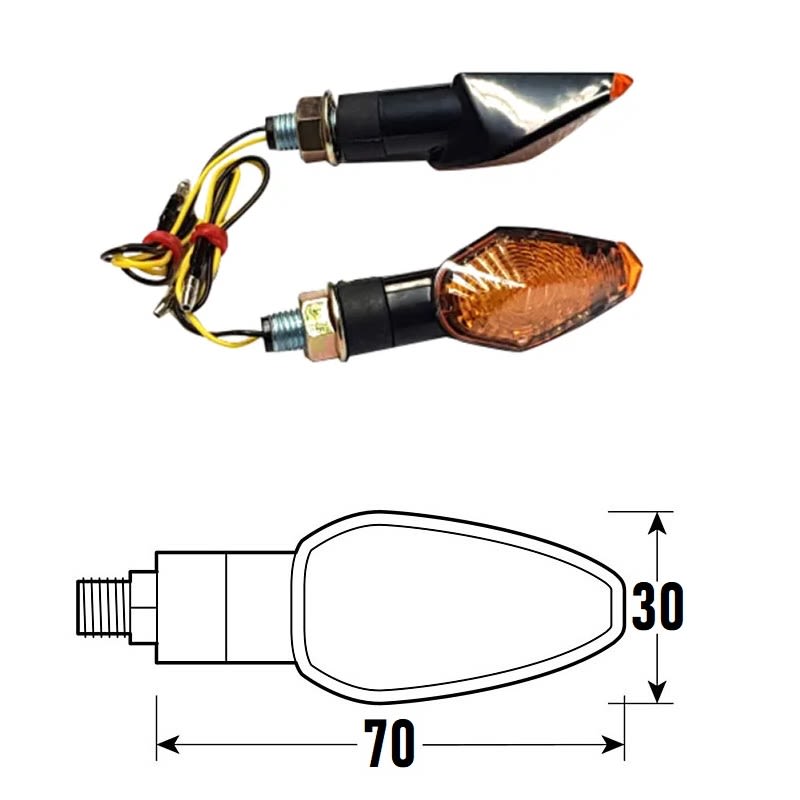 BCR Coppia frecce moto universali neri omologate a Led modello HEXA