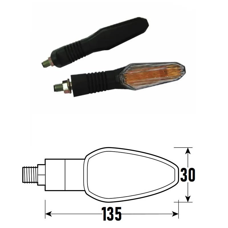 BCR Coppia frecce moto universali neri omologate a Led modello WING