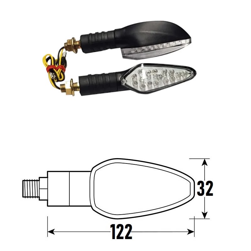 BCR Coppia frecce moto universali neri omologate a Led modello BOLT