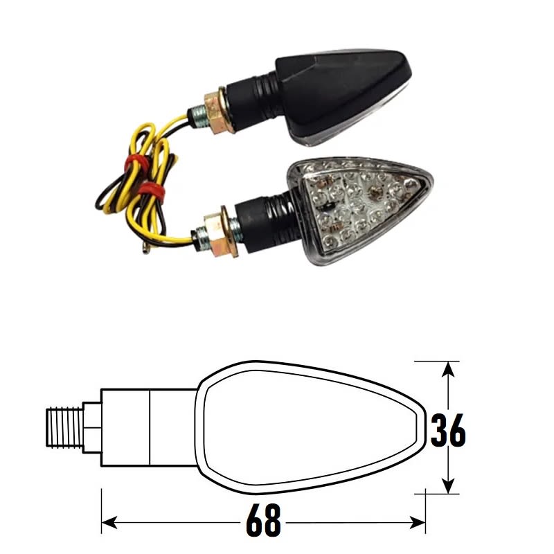 BCR Coppia frecce moto universali neri omologate a Led modello ARW 0250