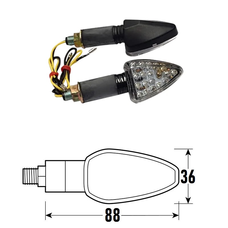 BCR Coppia frecce moto universali neri omologate a Led modello ARW 0650