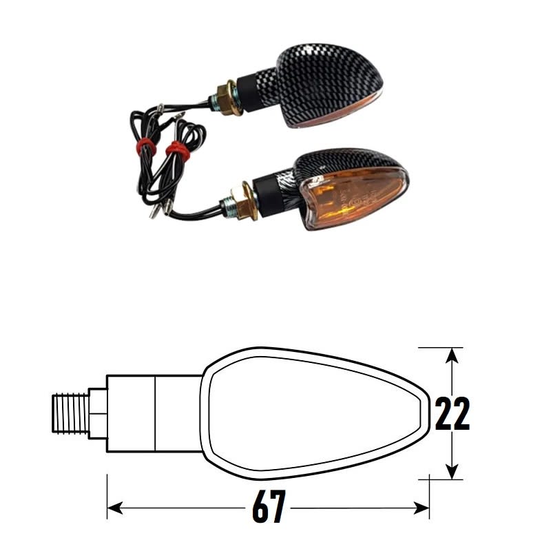 BCR Coppia frecce moto universali look carbonio ARROW lente trasparente 1440