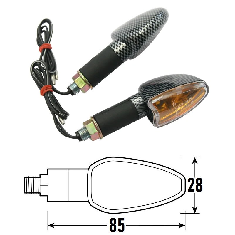 BCR Coppia frecce moto universali look carbonio ARROW lente trasparente 1445