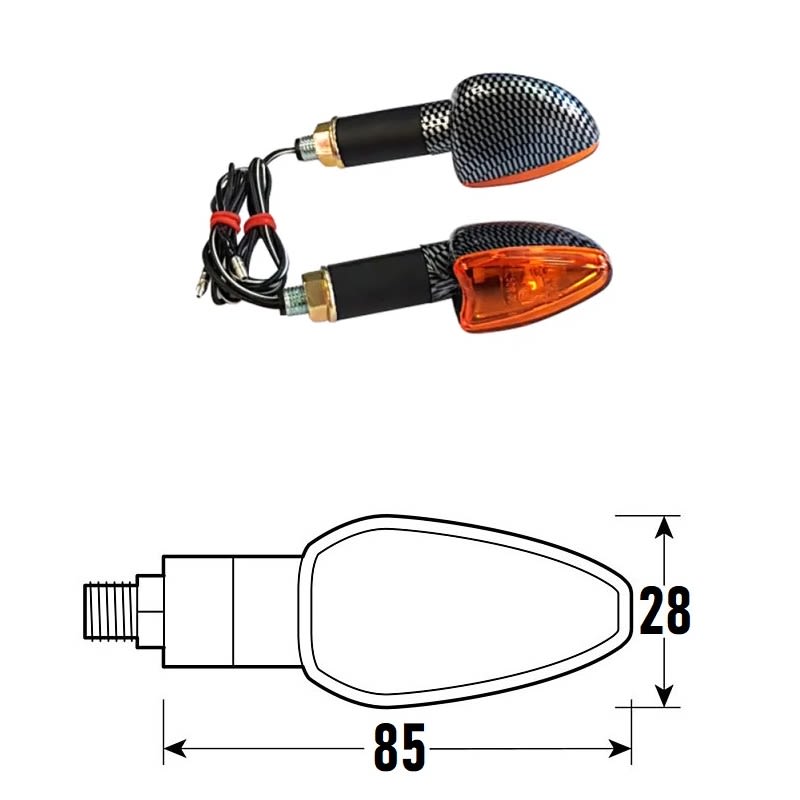 BCR Coppia frecce moto universali look carbonio ARROW lente arancione 1455