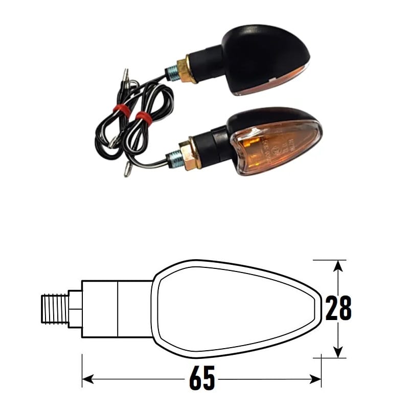 BCR Coppia frecce moto universali nero omologate ARROW lente trasparente 1460