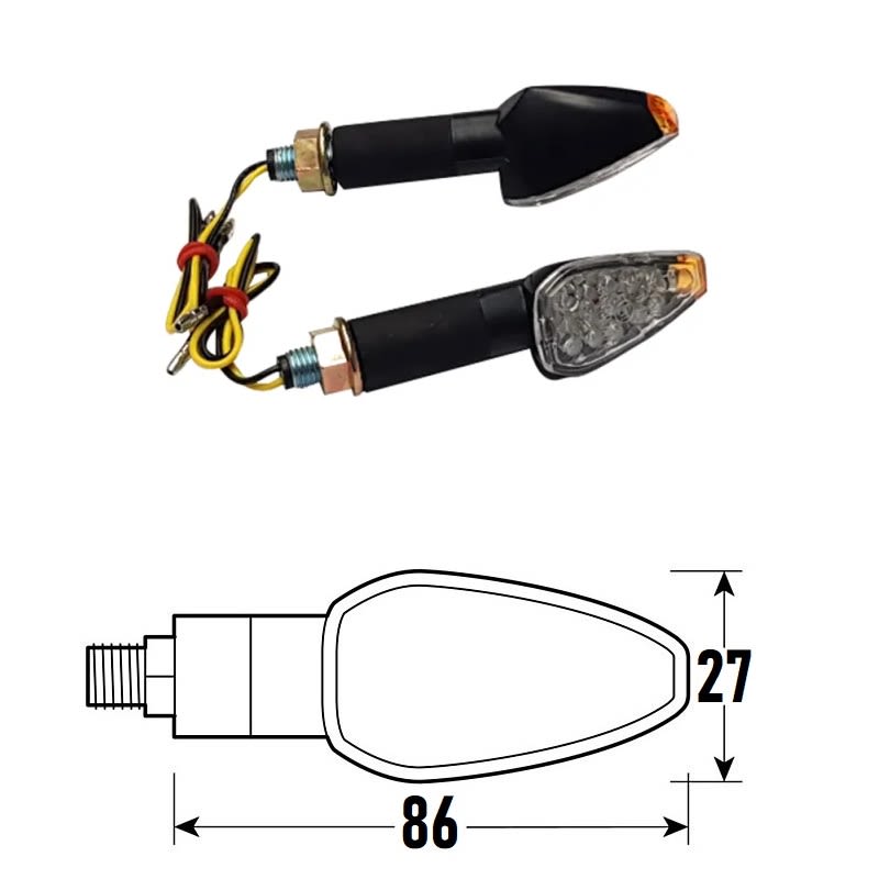 BCR Coppia frecce moto universali neri omologate a Led modello GOCCIA 2020