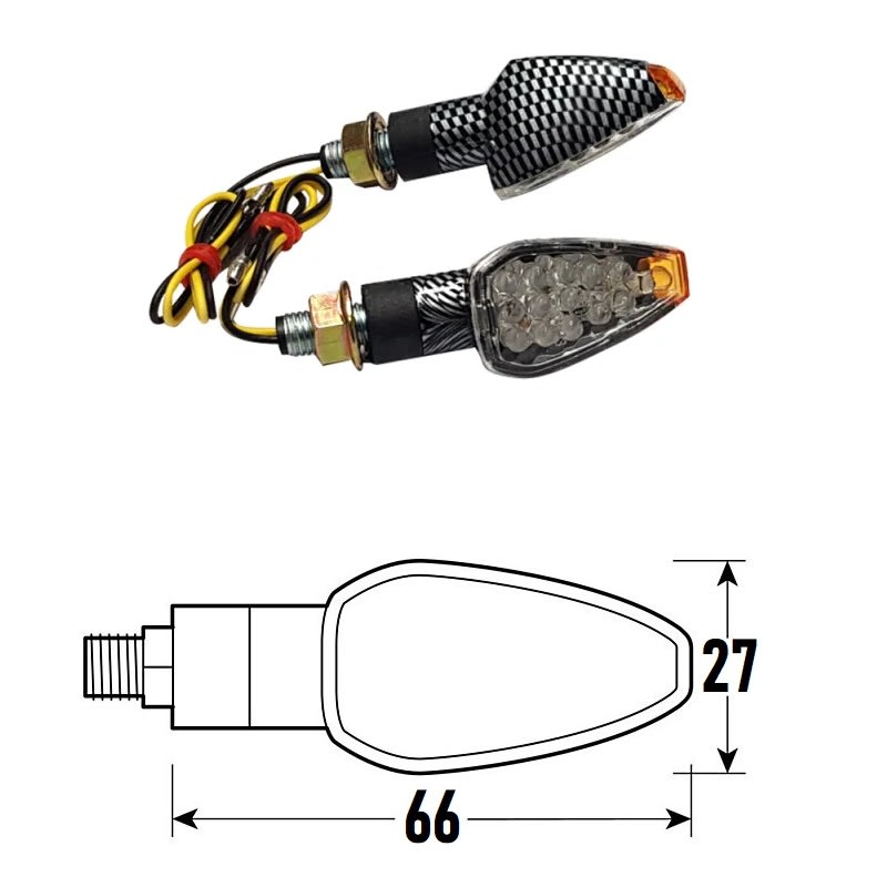 BCR Coppia frecce moto universali look carbonio omologate a Led GOCCIA 2025