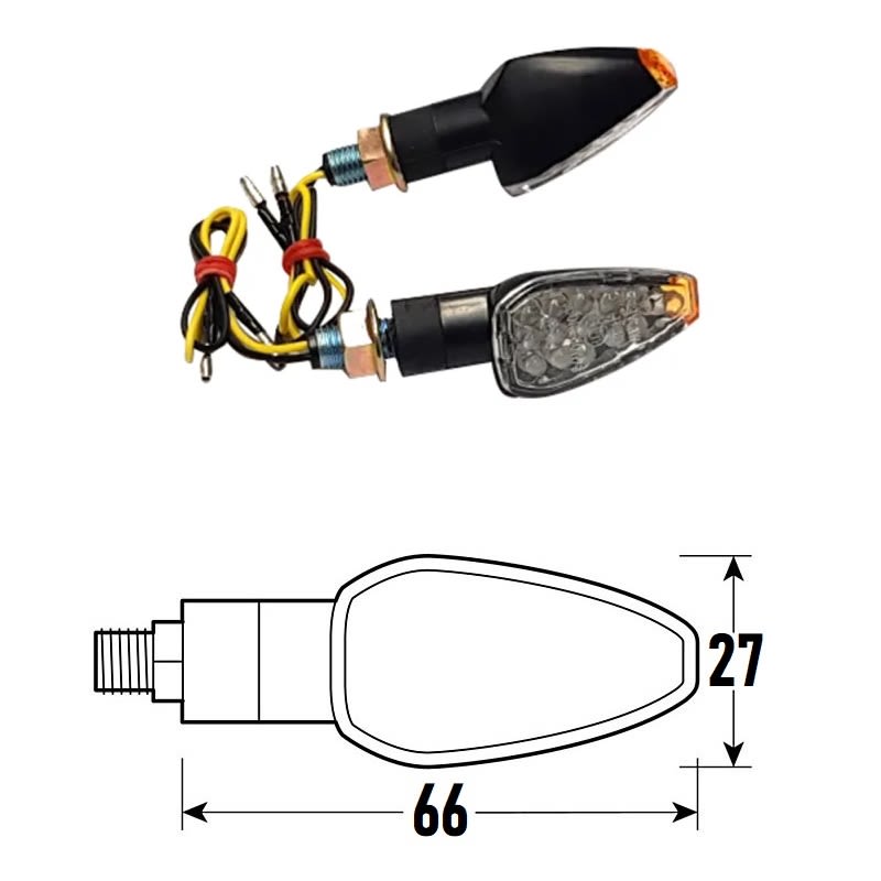 BCR Coppia frecce moto universali neri omologate a Led modello GOCCIA 2040