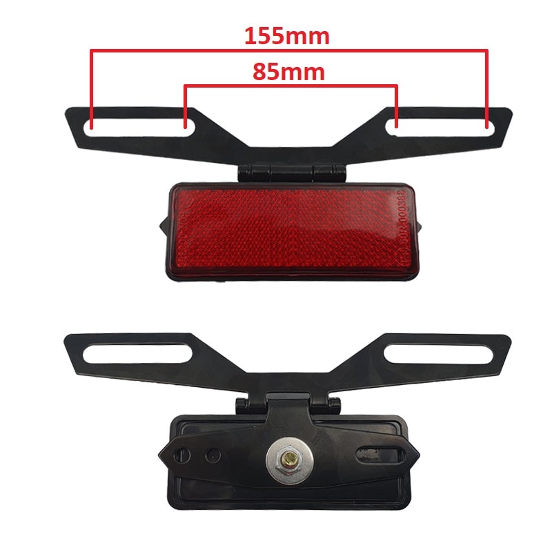 BCR Universal-Kennzeichenreflektor mit schwarzer Metallhalterung – 89 x 35 mm