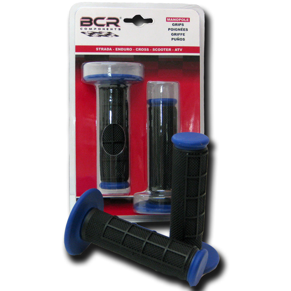 BCR Coppia di manopole moto Cross-Enduro colore nero/blu