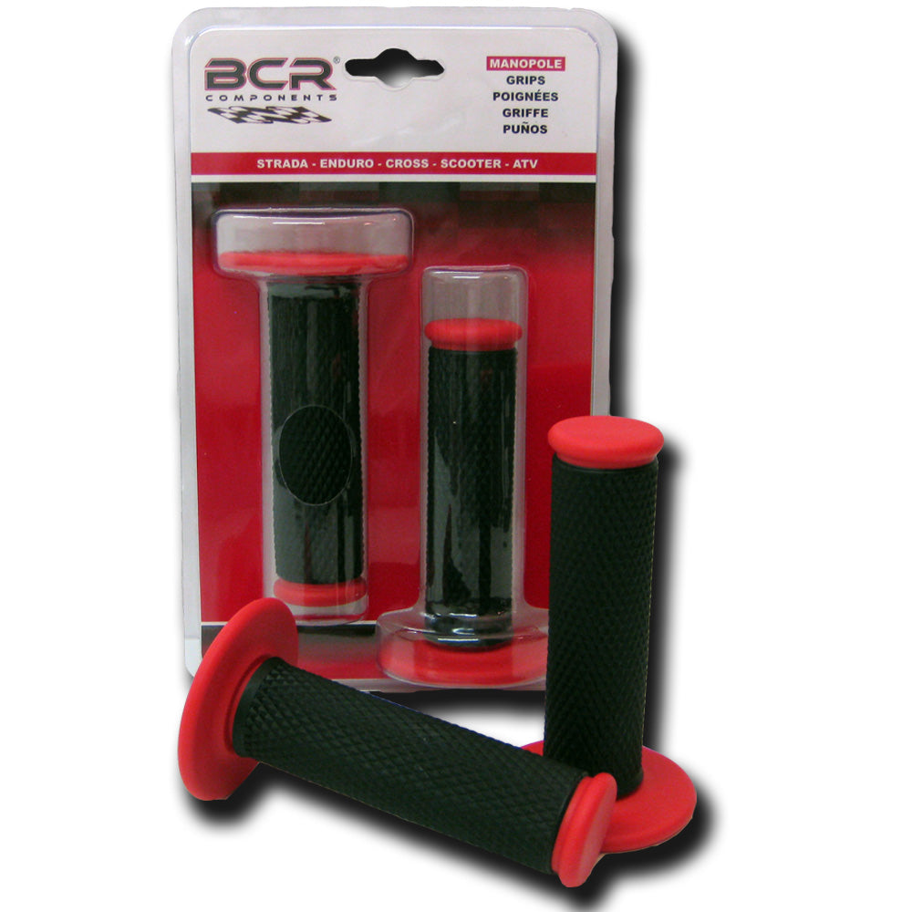 BCR Coppia di manopole moto Cross-Enduro colore nero/rosso 0845