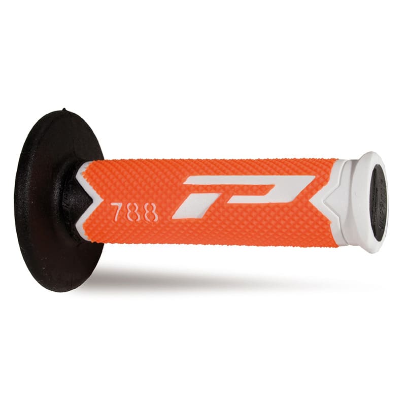 Progrip 788-300 MX Griffe Weiß/Fluoreszierendes Orange/Schwarz Dreifachdichte Ohne Loch