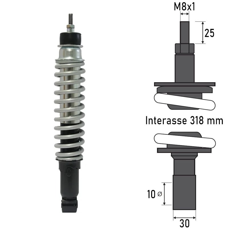 BCR Ammortizzatore posteriore compatibile Piaggio 125/150/200c c