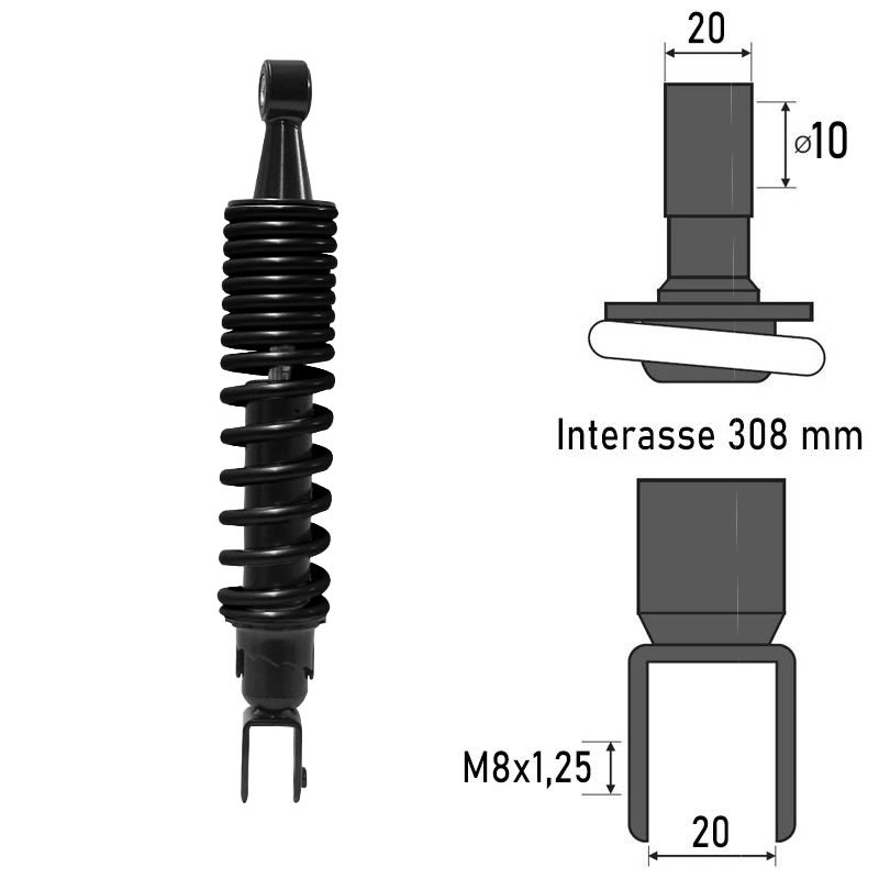 BCR Ammortizzatore posteriore compatibile Honda 125/150cc