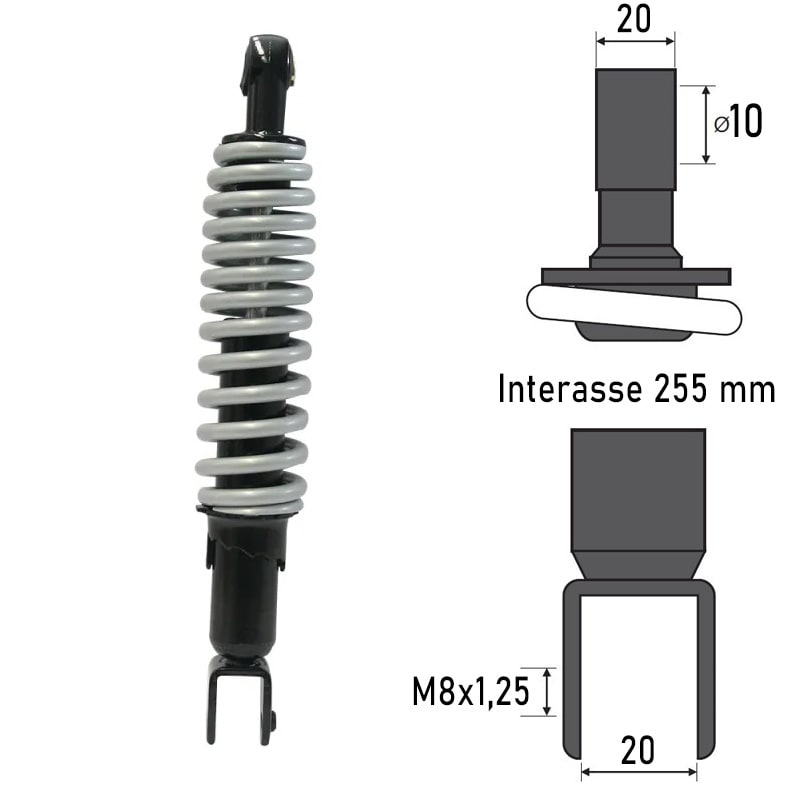 BCR Ammortizzatore posteriore compatibile Malaguti 50cc F12 AC/LC