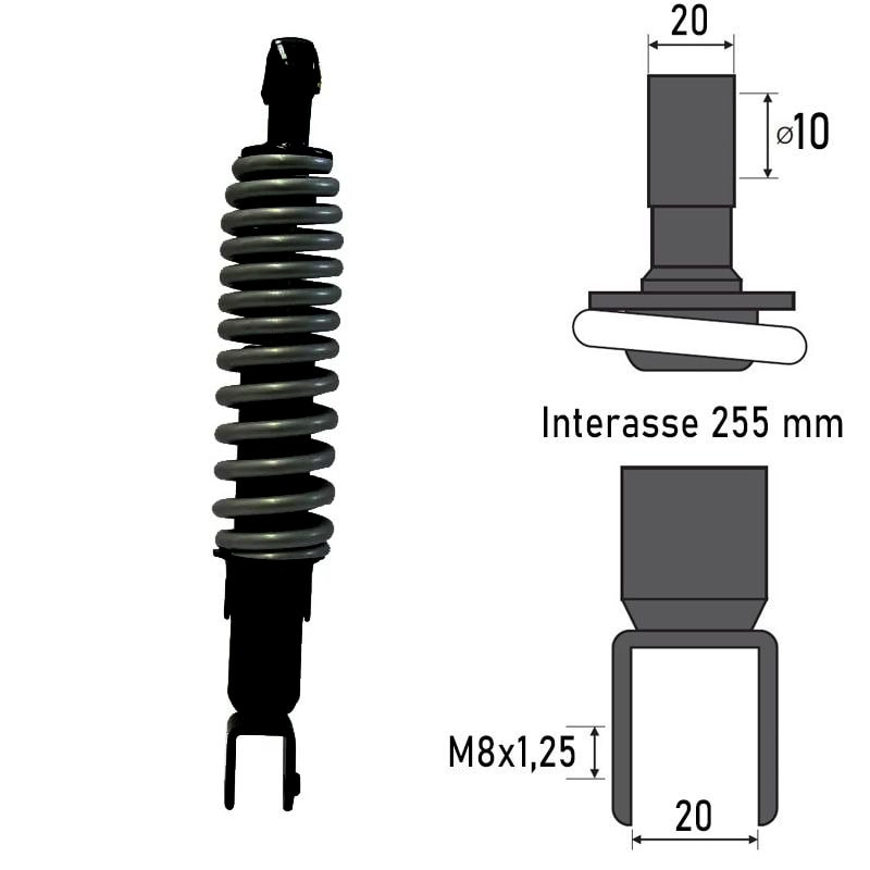 BCR Rear Shock Absorber Compatible with Malaguti 50cc F12 AC/LC