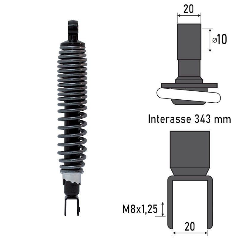 BCR Ammortizzatore posteriore compatibile Yamaha X-Max 125/250cc 2006-2009