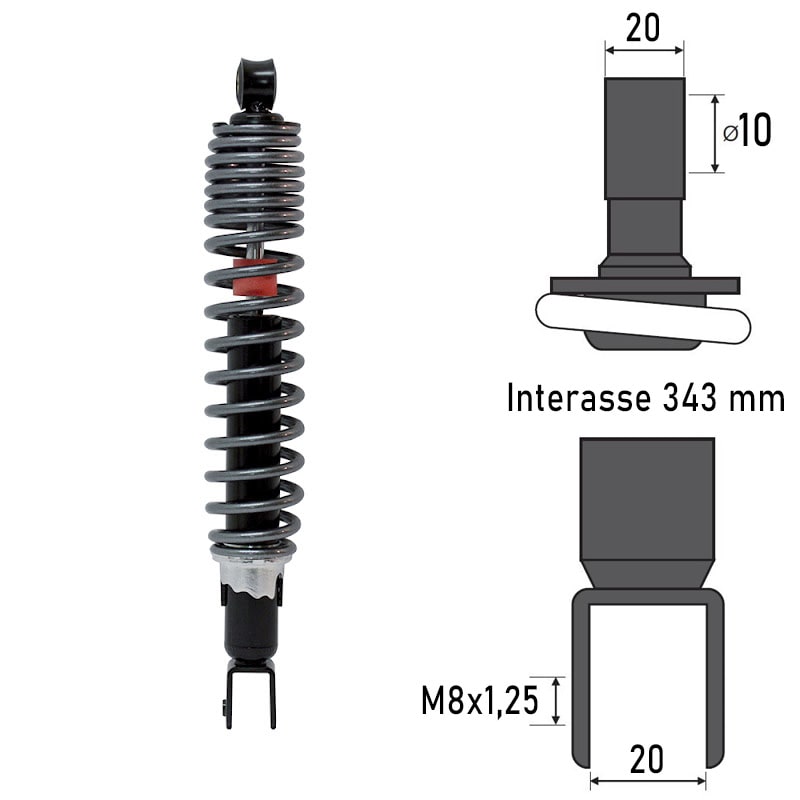 BCR Ammortizzatore posteriore compatibile Yamaha X-Max 125/250cc 2010-2013