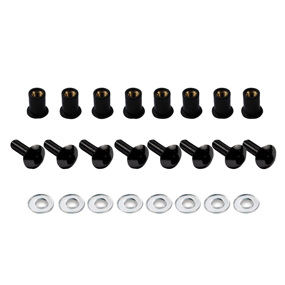 BCR Schwarz eloxiertes Windschutzscheiben-Schraubenset