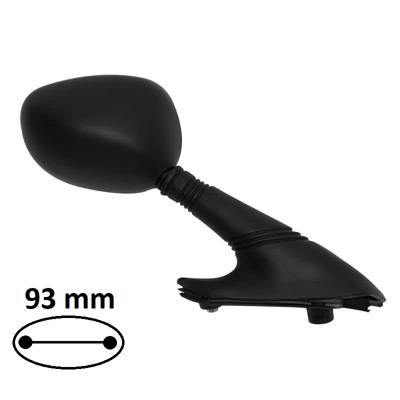 BCR Rechter schwarzer Spiegel mit 2 6-mm-Durchgangslöchern für Piaggio 125/180/200/250 cm³