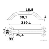 Osculati Handrail 8-5/8 pollice (oval bracket) ss304 41.911.09