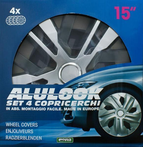 Cora Satz mit 4 Radkappen, 15 Zoll, Alulook Raven Mix