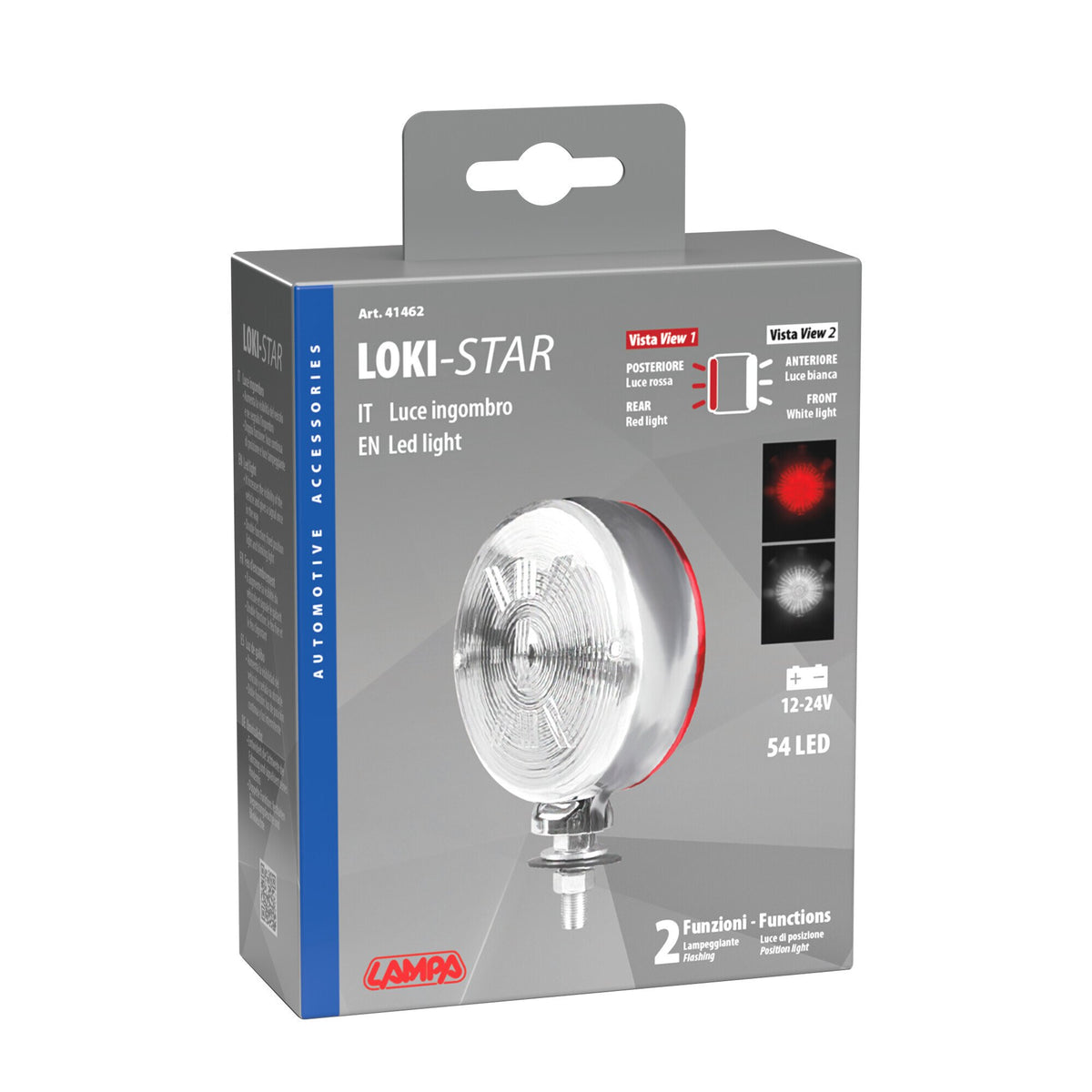 Lampa Loki-Star, luce decorativa, doppia funzione - 54 Led - 12/24V - Rosso/Bianco 41462