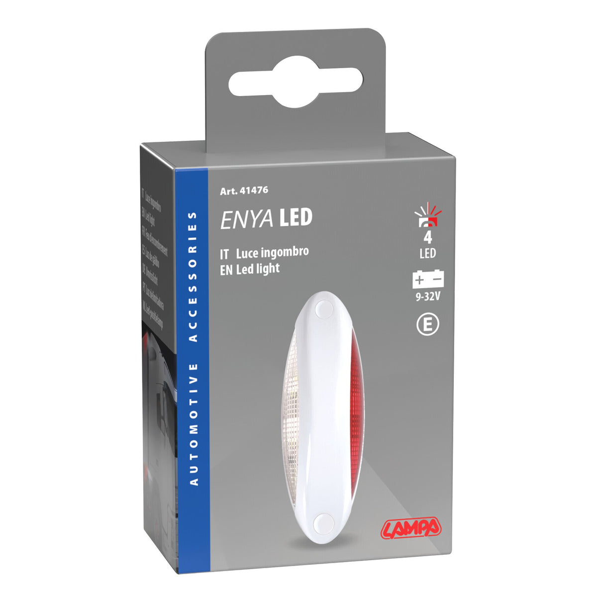 Beleuchtungslampe Abmessungen 4 LED 12/24V Weiß/Rot Gehäuse Weiß