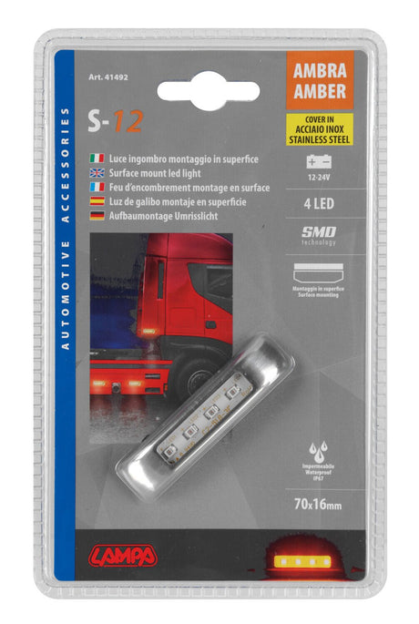Lampa Luce ingombro a 4 Led, 12/24V - Arancio 41492
