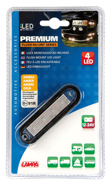 Lampa Premium, luce a 4 led, montaggio ad incasso, 12/24V - Arancio 41497