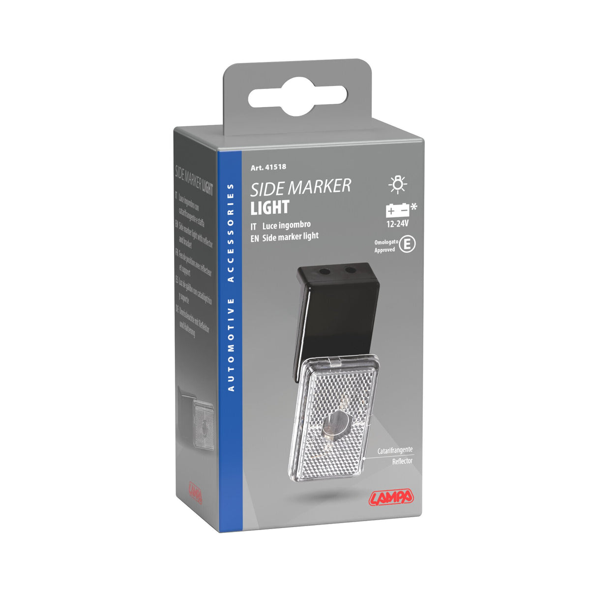 Lampa Luce Ingombro con Catarifrangente e Staffa 12/24V - Bianca