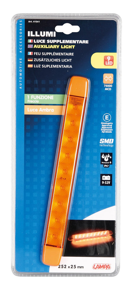 Illumi luce ingombro a 9 Led montaggio in superficie, 12/24V Arancio 1 funzione 41541