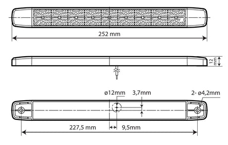 Illumi, luce ingombro a 9 Led, montaggio in superficie, 12/24V Rosso 1 funzione 41543