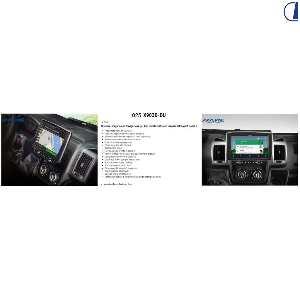 Sistema multimediale con Navigazione per Fiat Ducato da 9'' + Apple/Android