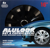 Cora Satz mit 4 Radkappen, 16 Zoll, Delta, Schwarz