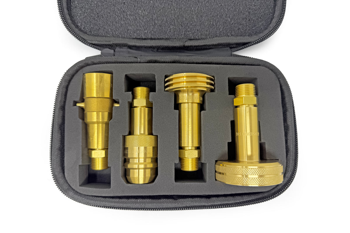 DREHMEISTER Set di adattatori per GPL con custodia - filettatura 3/8' NPT - valvola di riempimento serbatoio a 4 fori