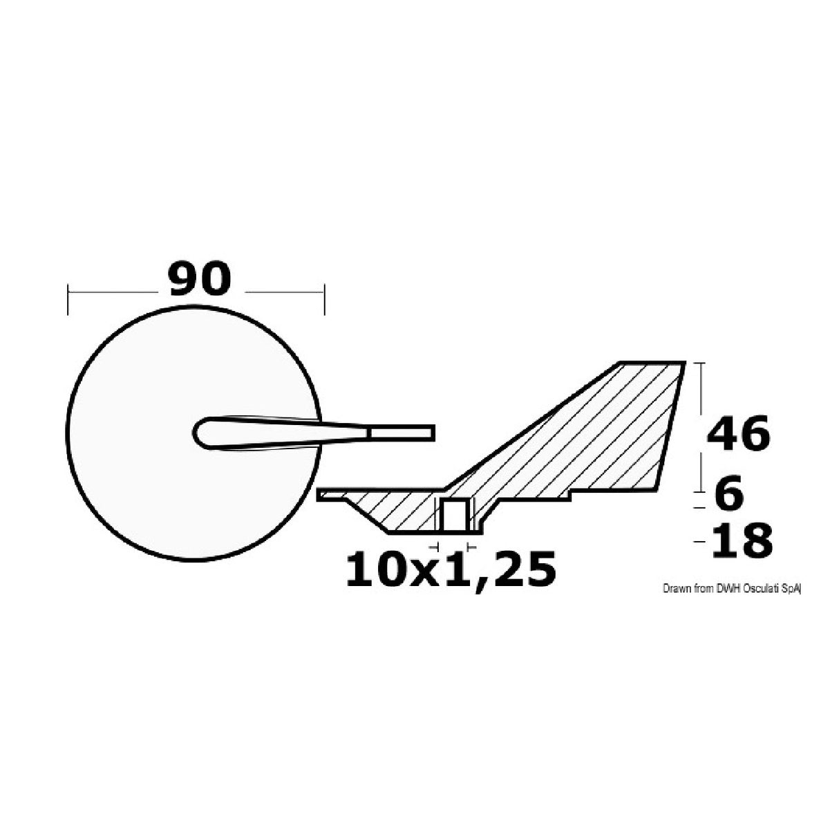 Osculati Pinna anodo Yamaha/Mariner 50/90 HP 43.258.00