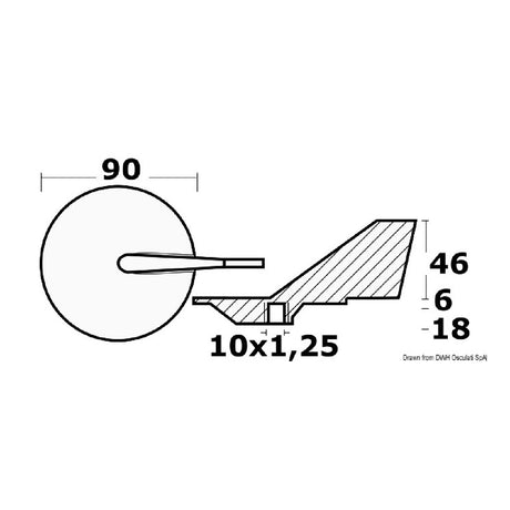 Osculati Pinna anodo Yamaha/Mariner 50/90 HP 43.258.00