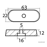 Osculati Anodo piede per motori Yamaha 6/8/9,9 HP 4 tempi 43.260.04