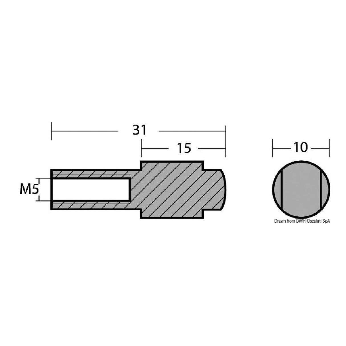 Osculati Zylinderanode für Yamaha 9,9/300 PS 43.260.15