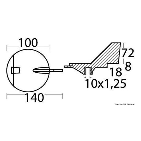 Osculati Pinna anodo Yamaha/Mariner 100/225 HP 43.270.00