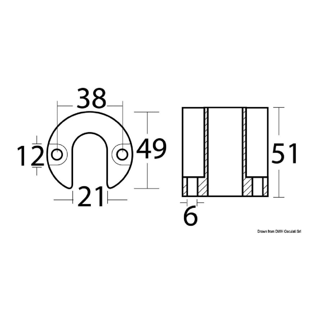 Osculati Foot Anode for Bravo/Blackhawk 43.424.00