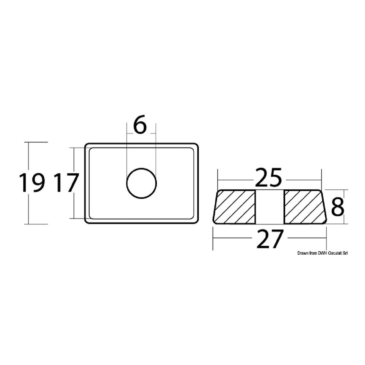 Ánodo Osculati para Mercury 4/5/6 HP 43.433.03