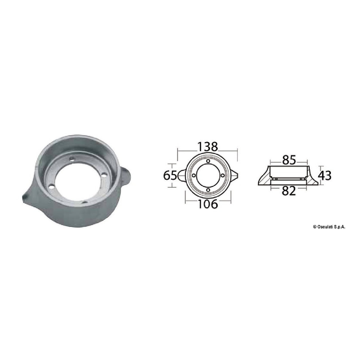 Ánodo de collar Osculati para transmisión de vela 43.529.00