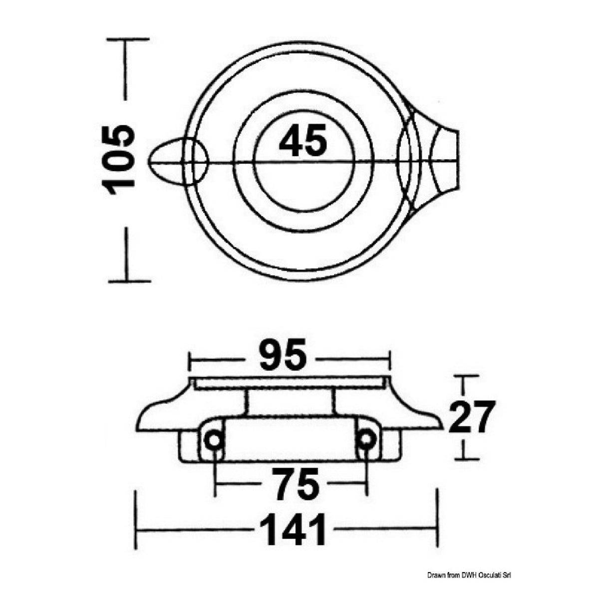 Osculati Zweiteilige Anode für Saildrive-Kragen, Durchmesser 107 mm, 43.532.00