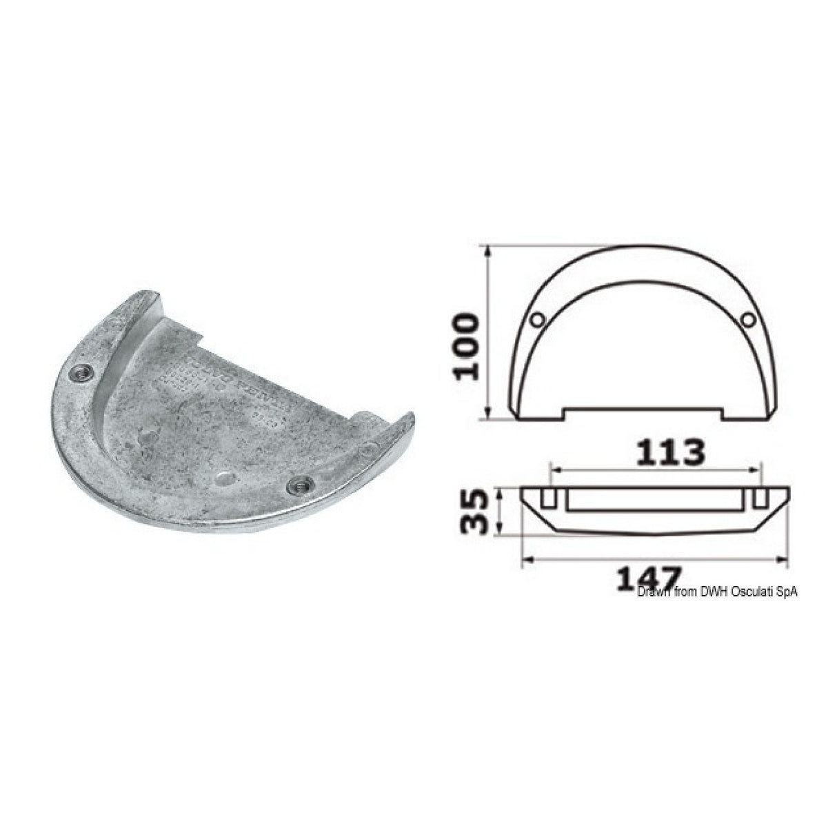 Osculati Anodo Piede Duo Prop / piede Cobra OMC 43.554.09