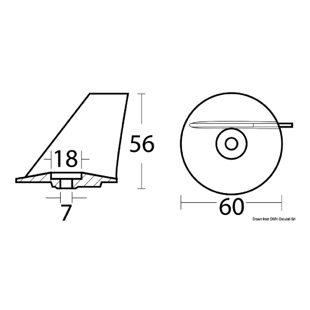 Osculati Pinna per 25/30 HP e 40/50 HP Mega 43.640.02