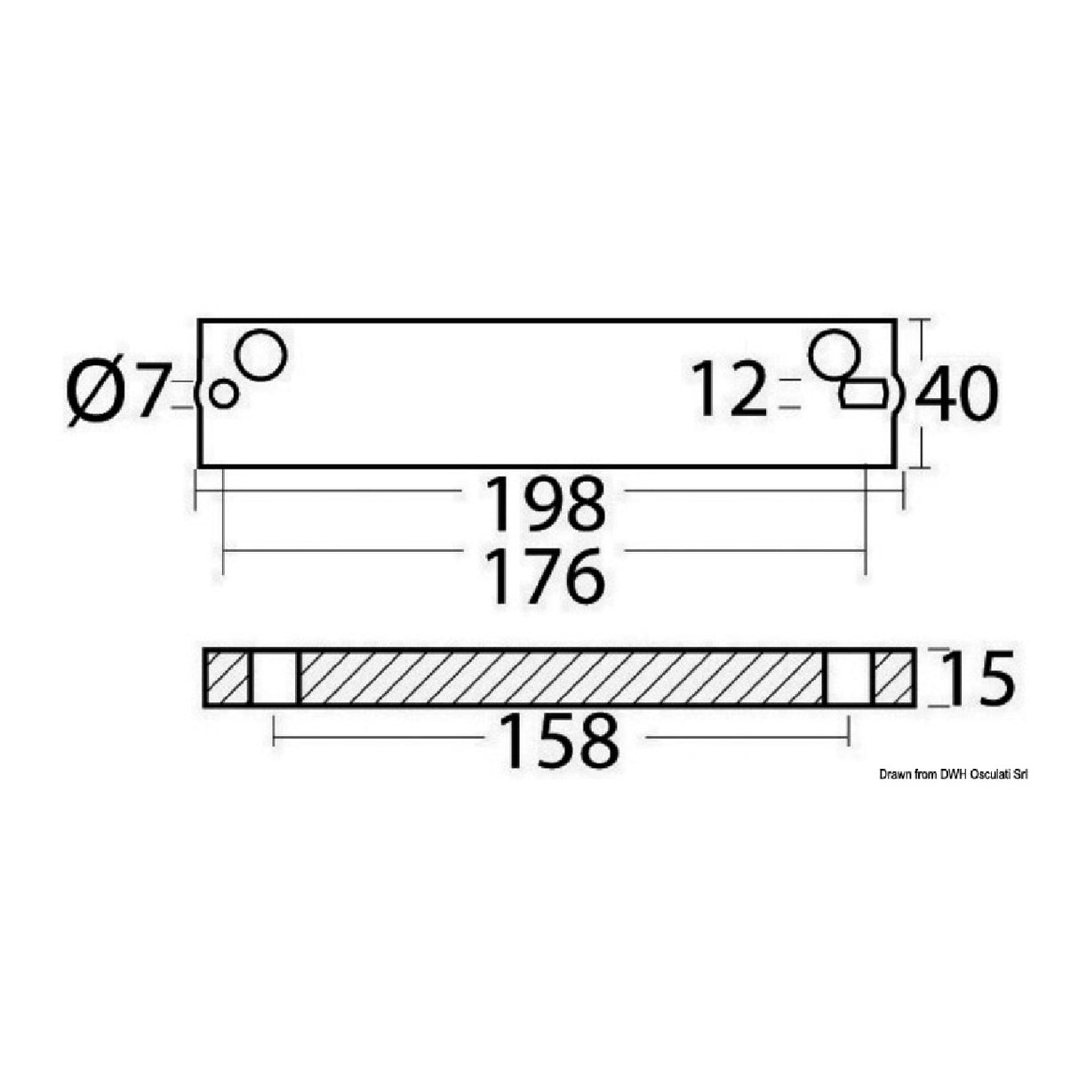 Osculati Anode Bar Tohatsu 60/225 HP 4 stroke 43.640.04