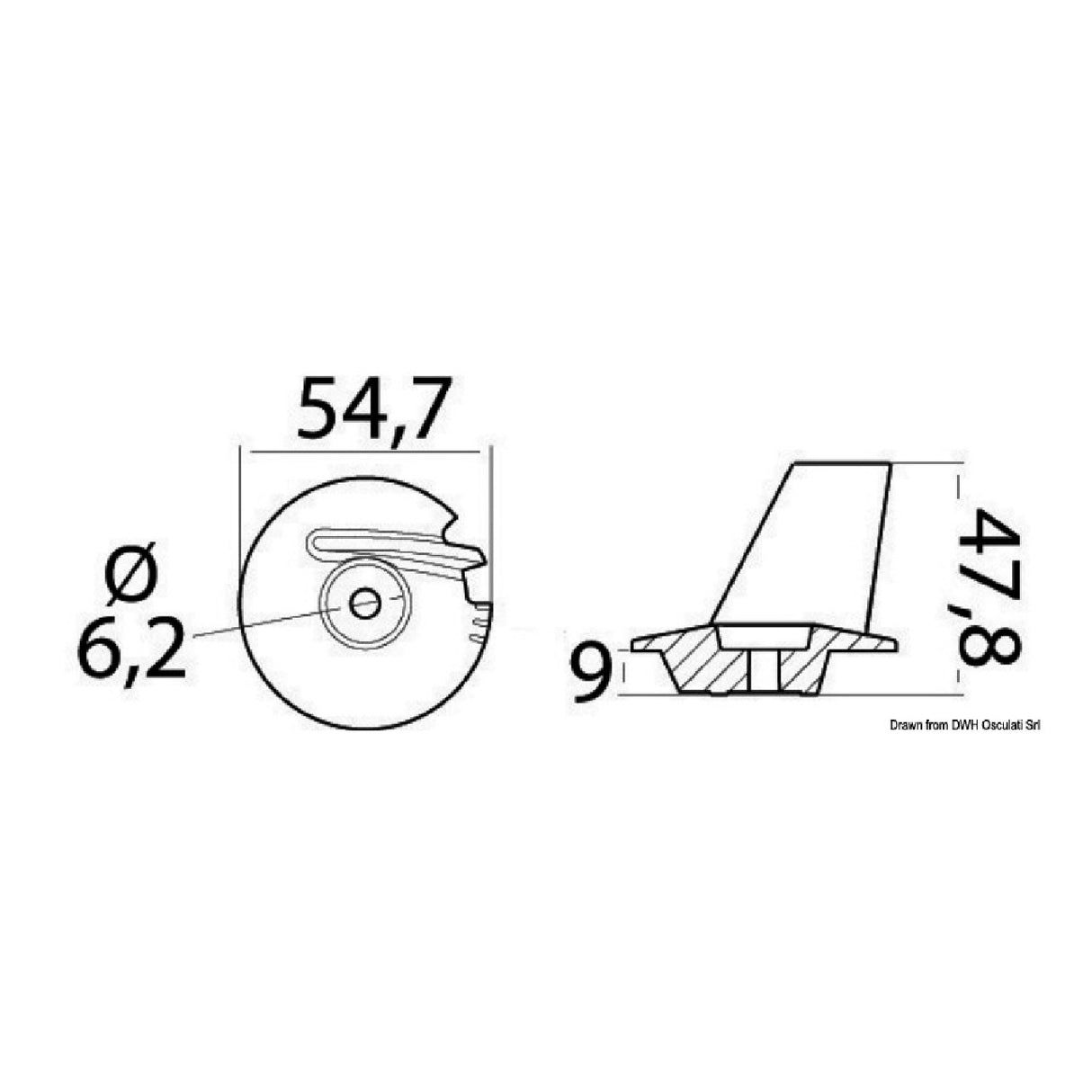 Osculati Anodo Pinna serie 140 per Tohatsu 8/20 HP 4 T 43.640.10