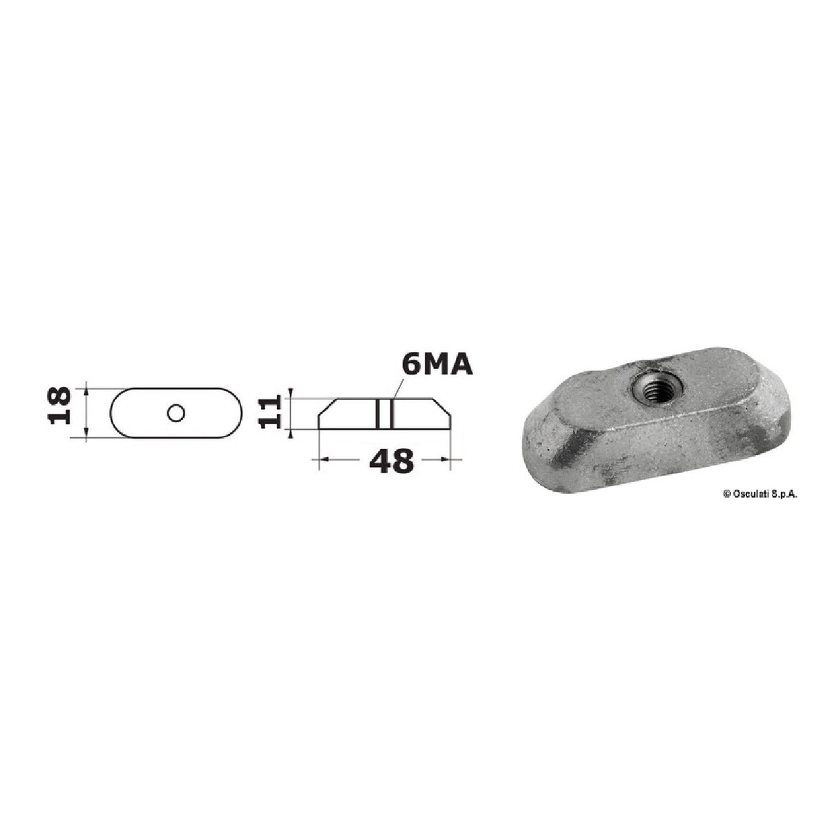 Osculati Platte 6/15 PS 4-Takt mit M6 Gewinde 43.903.35